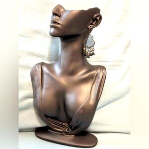 Lane Bryant NWOT Beaded Gunmetal Chandelier Earrings